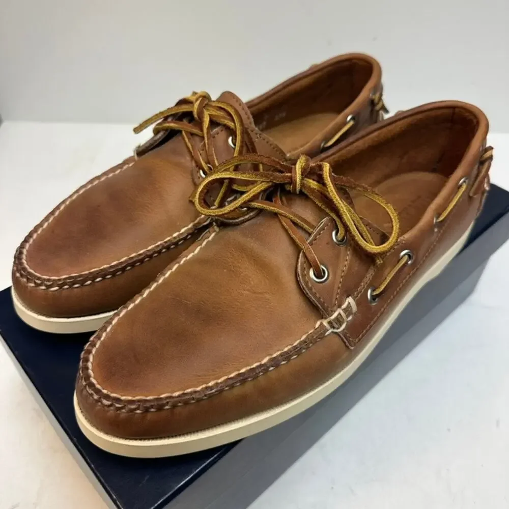 NIB Rancourt & Co. x Polo Ralph Lauren Telford Boat Shoe Tan NOS Maine USA 11 D